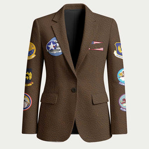 Tuskegee Airmen WWII Heroes Blazer The Great American Aviators Brown Leather Pattern