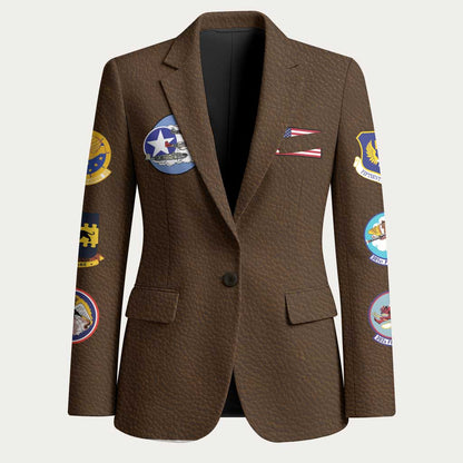 Tuskegee Airmen WWII Heroes Blazer The Great American Aviators Brown Leather Pattern