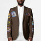Tuskegee Airmen WWII Heroes Blazer The Great American Aviators Brown Leather Pattern