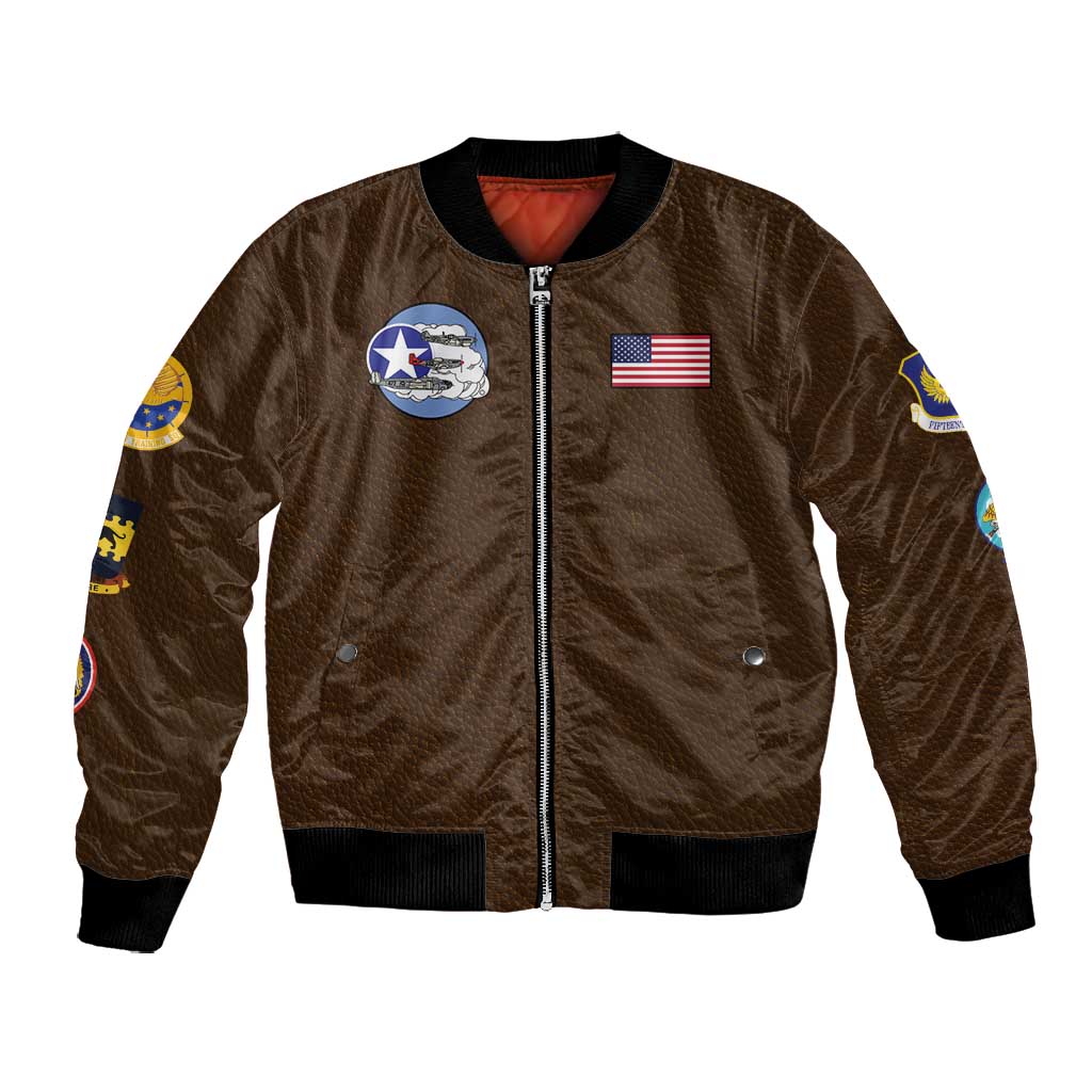 African American Aviators WWII Bomber Jacket Tuskegee Red Tails Airmen Brown Leather Pattern - African Pride