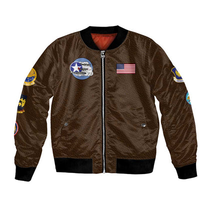 African American Aviators WWII Bomber Jacket Tuskegee Red Tails Airmen Brown Leather Pattern - African Pride