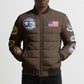 Tuskegee Airmen WWII Heroes Bomber Puffer Jacket The Great American Aviators Brown Leather Pattern