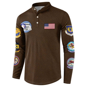 Tuskegee Airmen WWII Heroes Button Sweatshirt The Great American Aviators Brown Leather Pattern