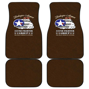 African American Aviators WWII Car Mats Tuskegee Red Tails Airmen Brown Leather Pattern - African Pride