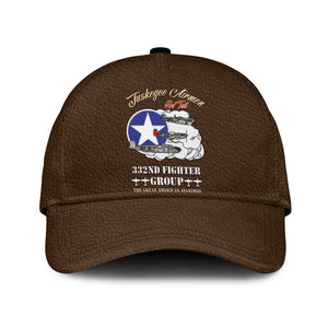 African American Aviators WWII Classic Cap Tuskegee Red Tails Airmen Brown Leather Pattern - African Pride