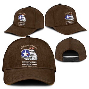 African American Aviators WWII Classic Cap Tuskegee Red Tails Airmen Brown Leather Pattern - African Pride