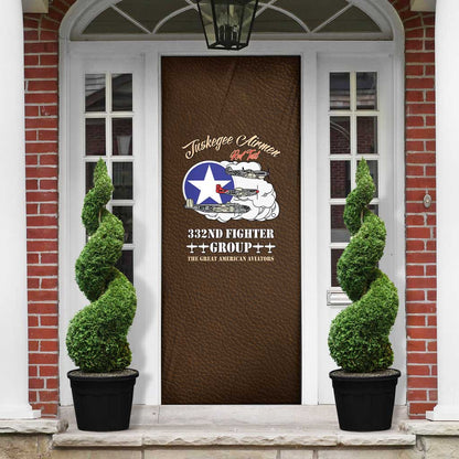 Tuskegee Airmen WWII Heroes Door Cover The Great American Aviators Brown Leather Pattern