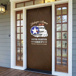 Tuskegee Airmen WWII Heroes Door Cover The Great American Aviators Brown Leather Pattern