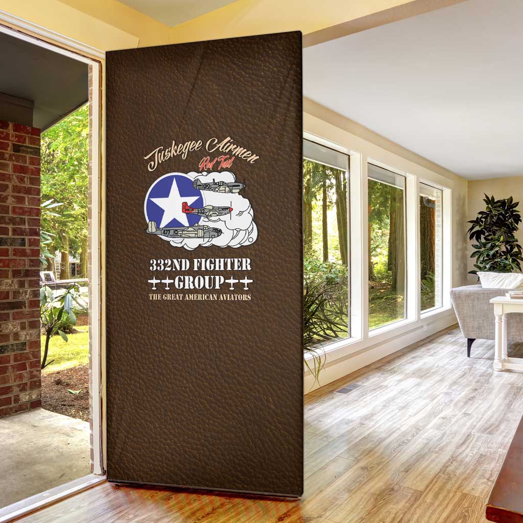 Tuskegee Airmen WWII Heroes Door Cover The Great American Aviators Brown Leather Pattern