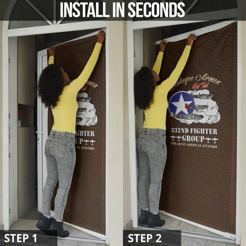 Tuskegee Airmen WWII Heroes Door Cover The Great American Aviators Brown Leather Pattern