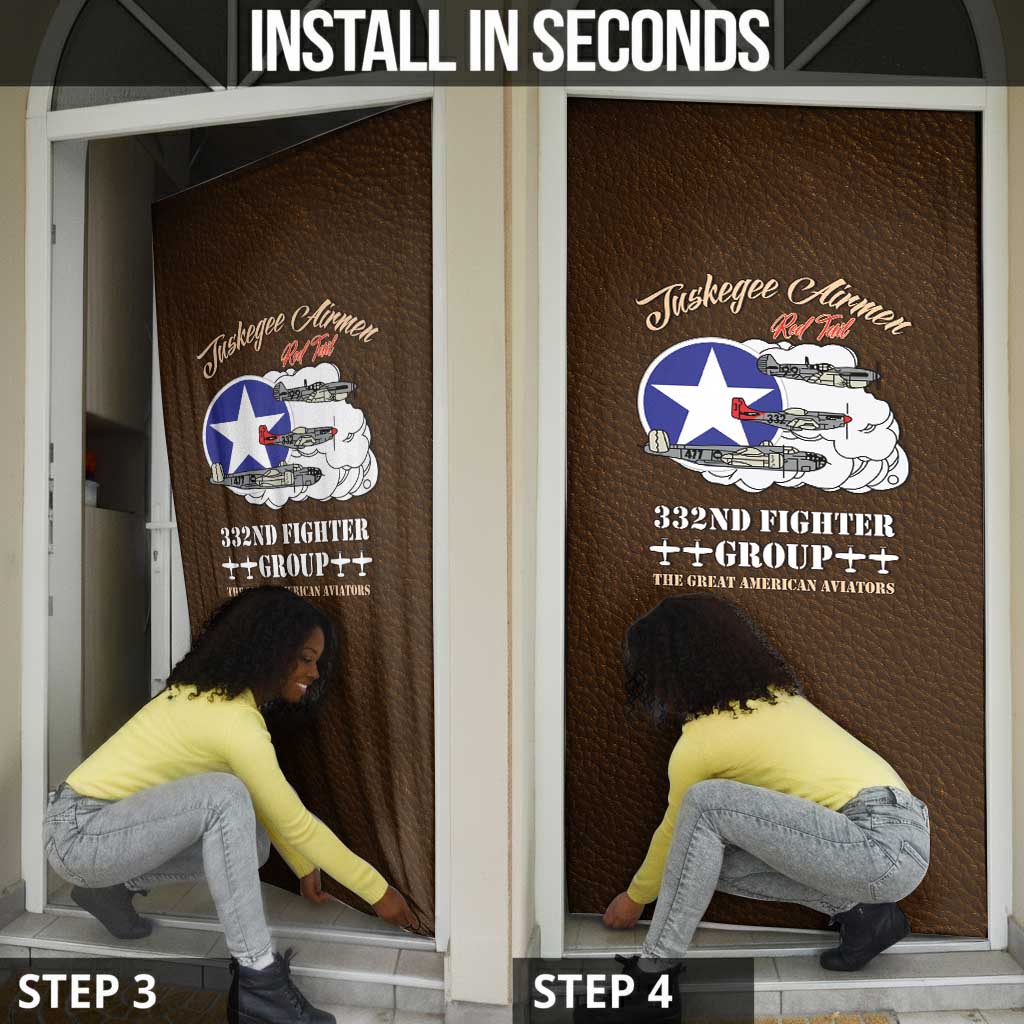 Tuskegee Airmen WWII Heroes Door Cover The Great American Aviators Brown Leather Pattern