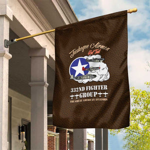 African American Aviators WWII Garden Flag Tuskegee Red Tails Airmen Brown Leather Pattern - African Pride