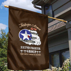 African American Aviators WWII Garden Flag Tuskegee Red Tails Airmen Brown Leather Pattern - African Pride