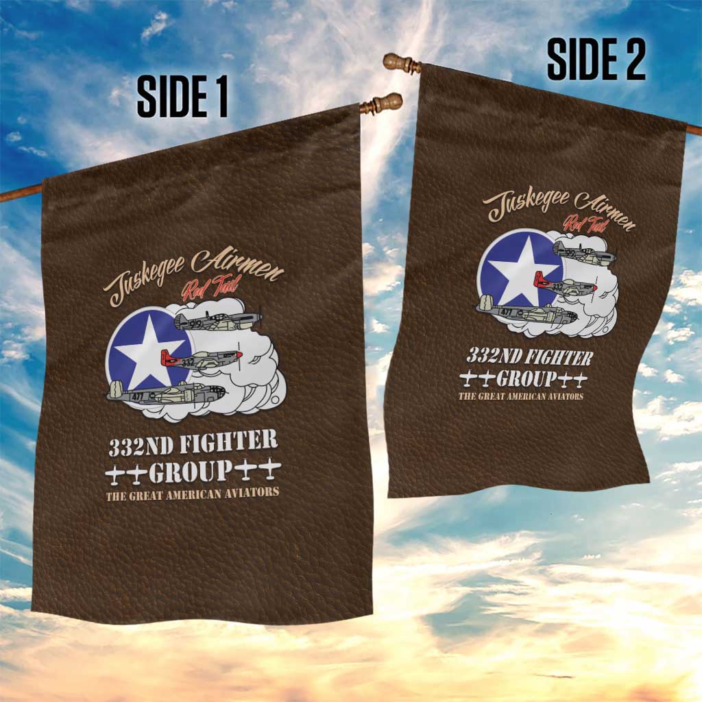 African American Aviators WWII Garden Flag Tuskegee Red Tails Airmen Brown Leather Pattern - African Pride