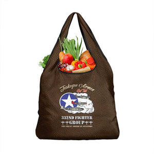 African American Aviators WWII Grocery Bag Tuskegee Red Tails Airmen Brown Leather Pattern - African Pride
