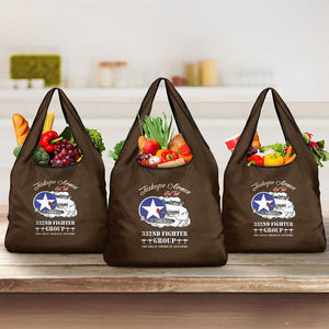 African American Aviators WWII Grocery Bag Tuskegee Red Tails Airmen Brown Leather Pattern - African Pride