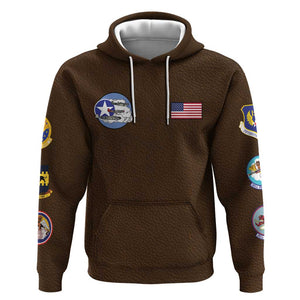 African American Aviators WWII Hoodie Tuskegee Red Tails Airmen Brown Leather Pattern - African Pride
