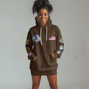 African American Aviators WWII Hoodie Dress Tuskegee Red Tails Airmen Brown Leather Pattern - African Pride