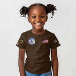 African American Aviators WWII Kid T shirt Tuskegee Red Tails Airmen Brown Leather Pattern - African Pride