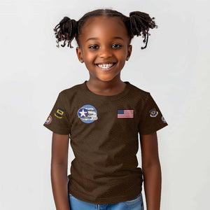 African American Aviators WWII Kid T shirt Tuskegee Red Tails Airmen Brown Leather Pattern - African Pride