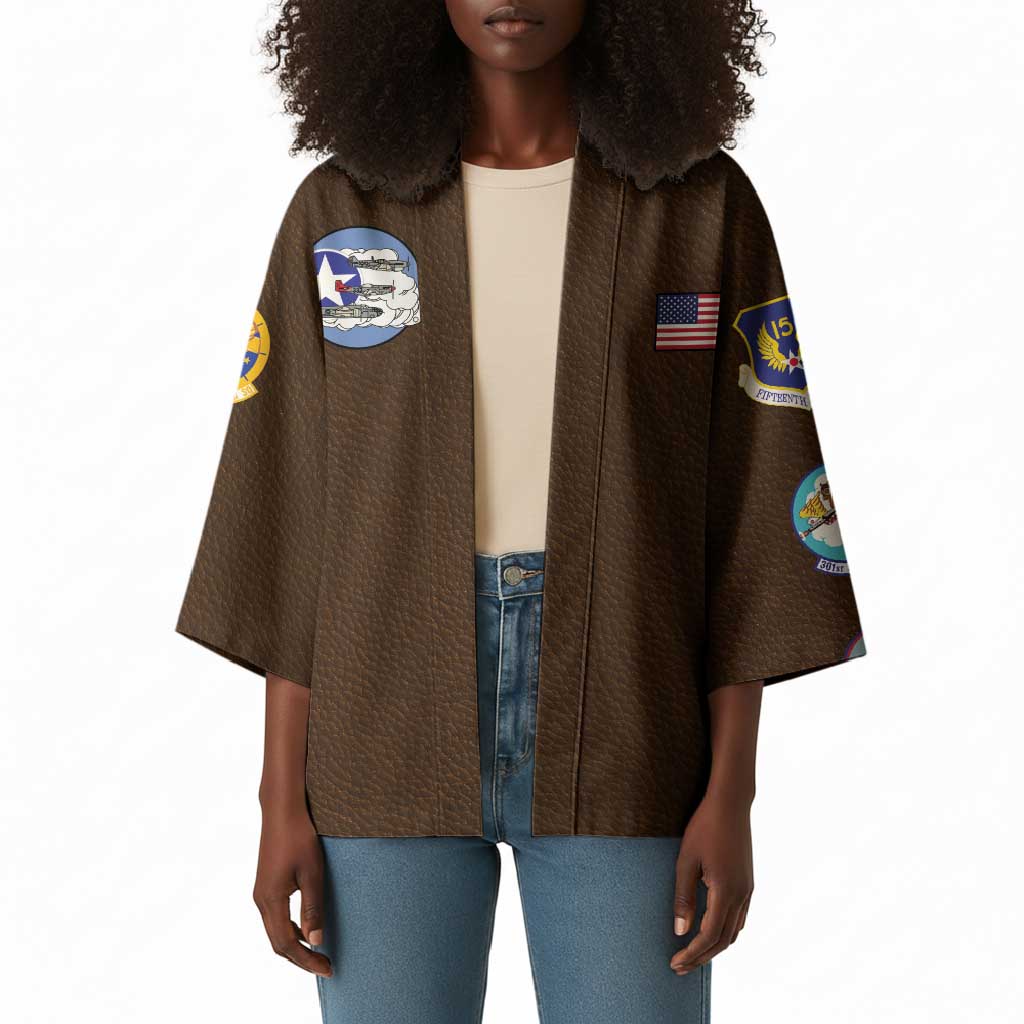 Tuskegee Airmen WWII Heroes Kimono The Great American Aviators Brown Leather Pattern