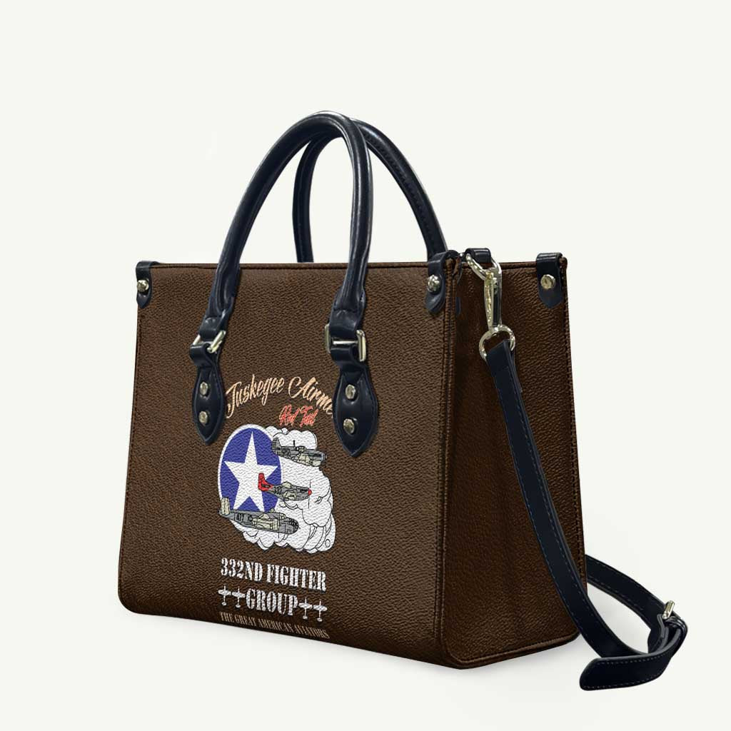 Tuskegee Airmen WWII Heroes Leather Bag The Great American Aviators Brown Leather Pattern