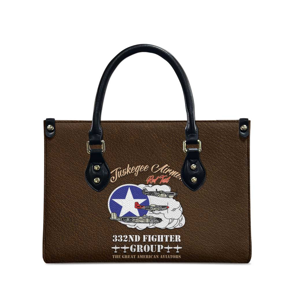 Tuskegee Airmen WWII Heroes Leather Bag The Great American Aviators Brown Leather Pattern
