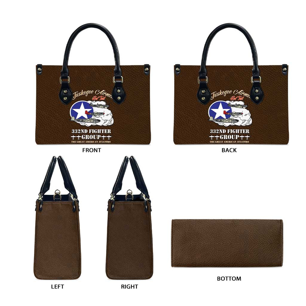 Tuskegee Airmen WWII Heroes Leather Bag The Great American Aviators Brown Leather Pattern