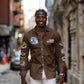 African American Aviators WWII Long Sleeve Button Shirt Tuskegee Red Tails Airmen Brown Leather Pattern - African Pride