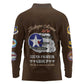 African American Aviators WWII Long Sleeve Polo Shirt Tuskegee Red Tails Airmen Brown Leather Pattern - African Pride