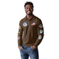 African American Aviators WWII Long Sleeve Polo Shirt Tuskegee Red Tails Airmen Brown Leather Pattern - African Pride