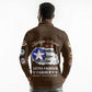 African American Aviators WWII Long Sleeve Polo Shirt Tuskegee Red Tails Airmen Brown Leather Pattern - African Pride