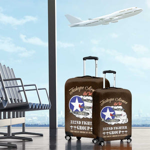 African American Aviators WWII Luggage Cover Tuskegee Red Tails Airmen Brown Leather Pattern - African Pride