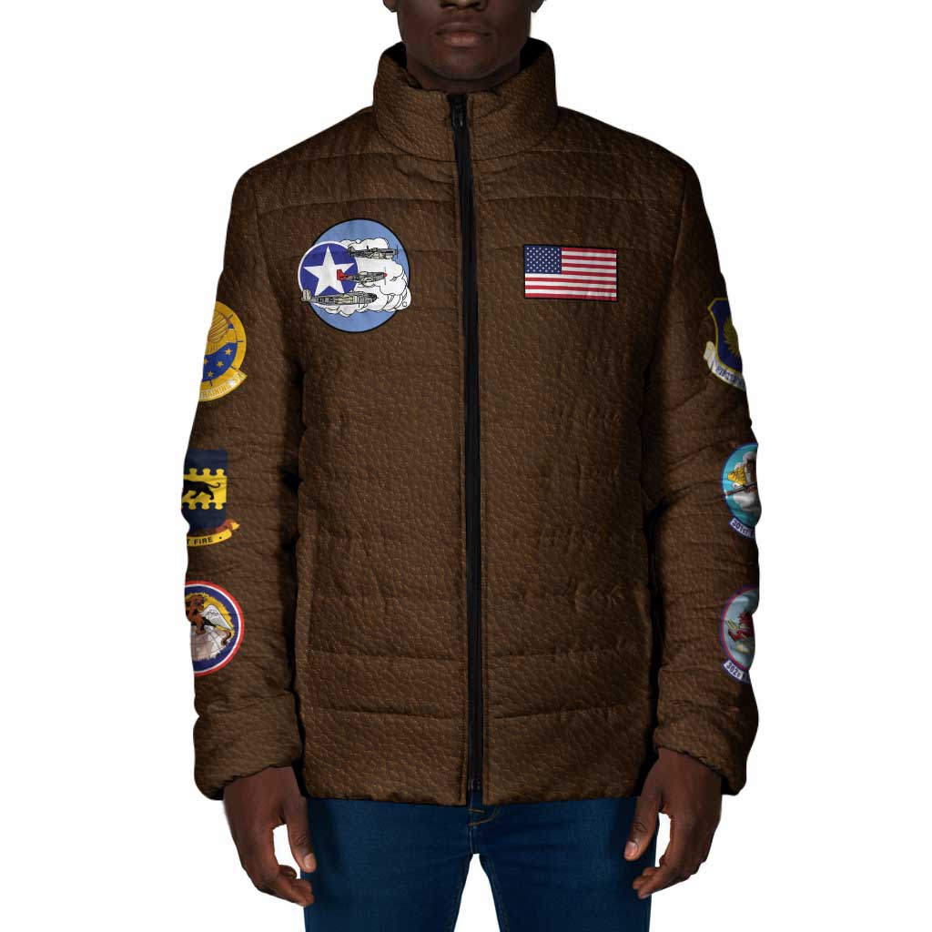 Tuskegee Airmen WWII Heroes Padded Jacket The Great American Aviators Brown Leather Pattern
