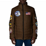 Tuskegee Airmen WWII Heroes Padded Jacket The Great American Aviators Brown Leather Pattern