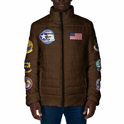 Tuskegee Airmen WWII Heroes Padded Jacket The Great American Aviators Brown Leather Pattern