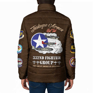Tuskegee Airmen WWII Heroes Padded Jacket The Great American Aviators Brown Leather Pattern