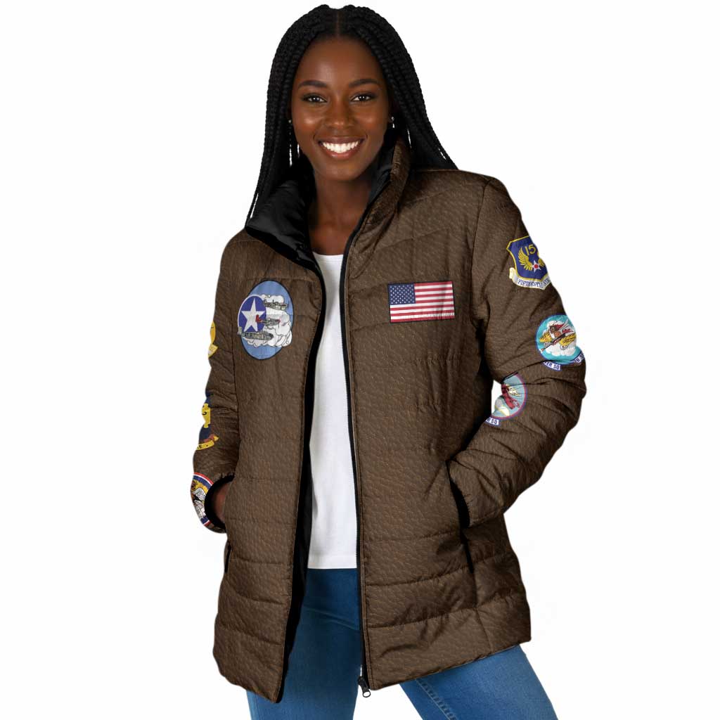 Tuskegee Airmen WWII Heroes Padded Jacket The Great American Aviators Brown Leather Pattern