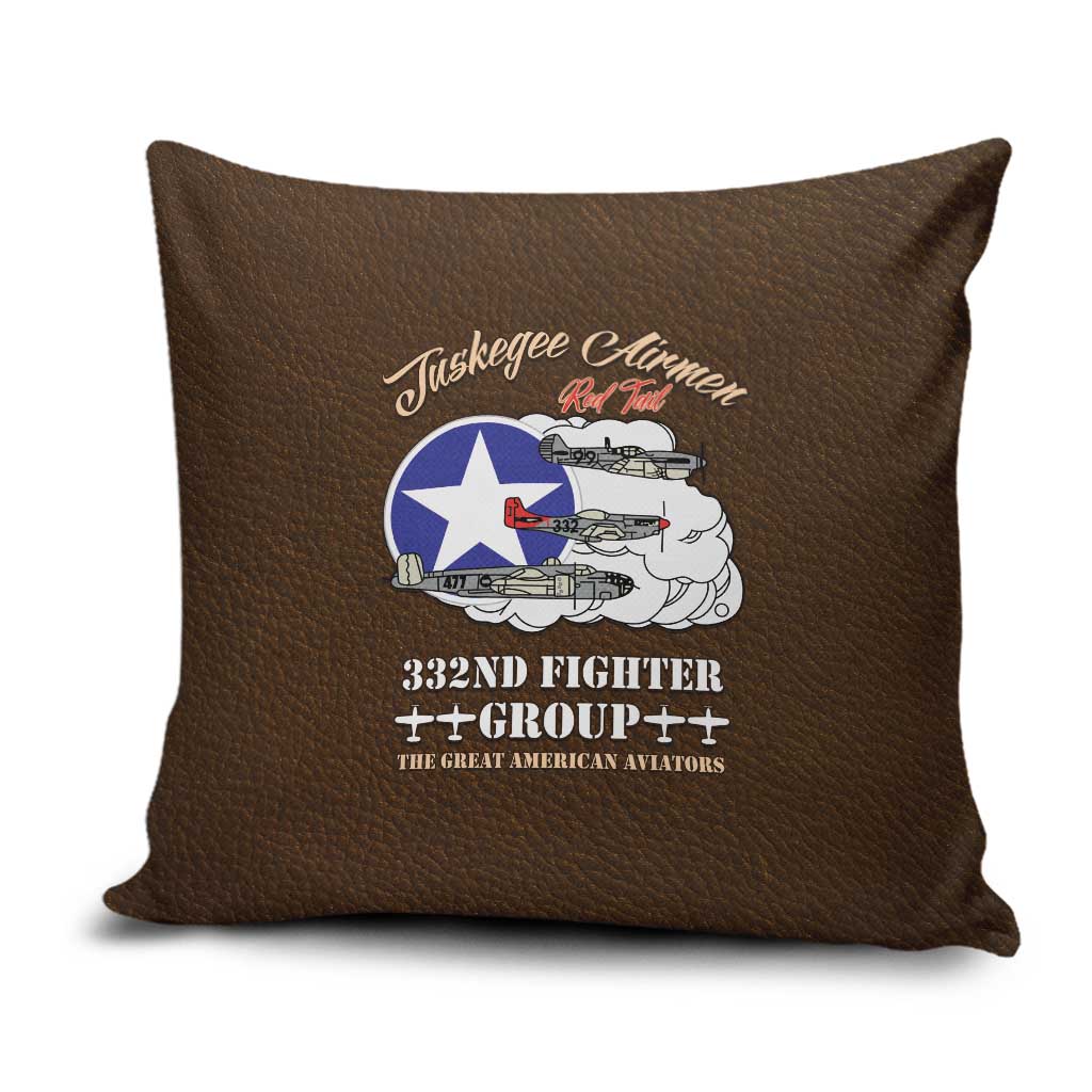 Tuskegee Airmen WWII Heroes Pillow Cover The Great American Aviators Brown Leather Pattern