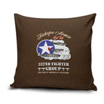 Tuskegee Airmen WWII Heroes Pillow Cover The Great American Aviators Brown Leather Pattern