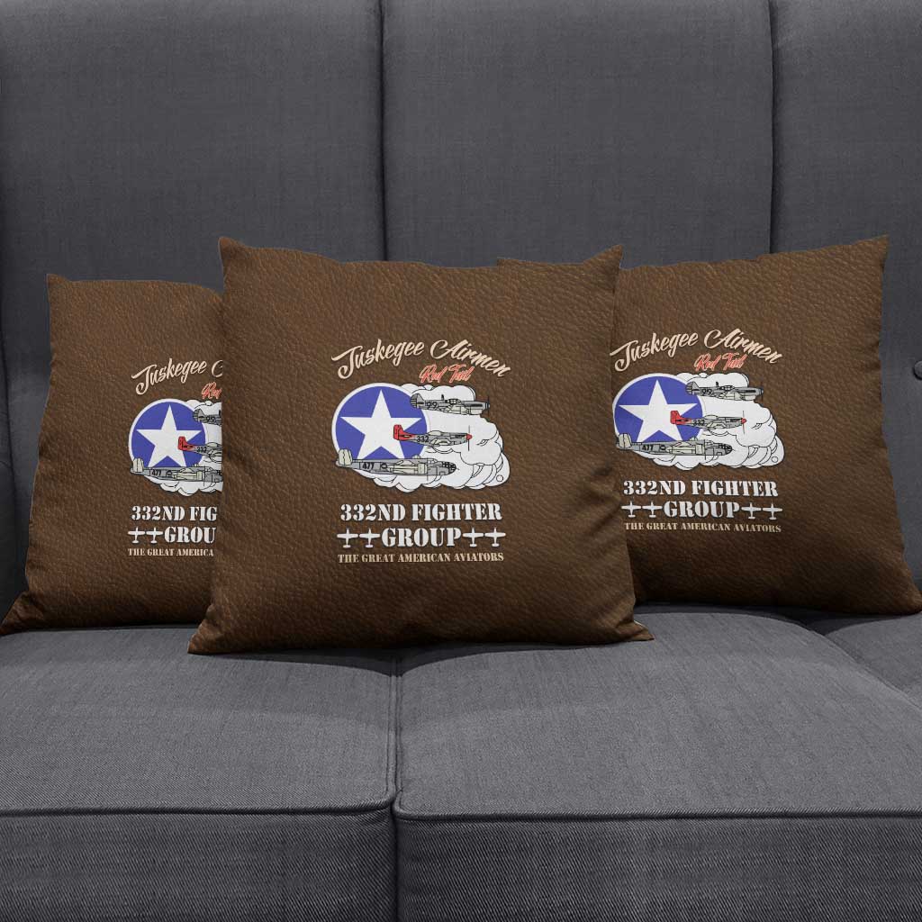 Tuskegee Airmen WWII Heroes Pillow Cover The Great American Aviators Brown Leather Pattern