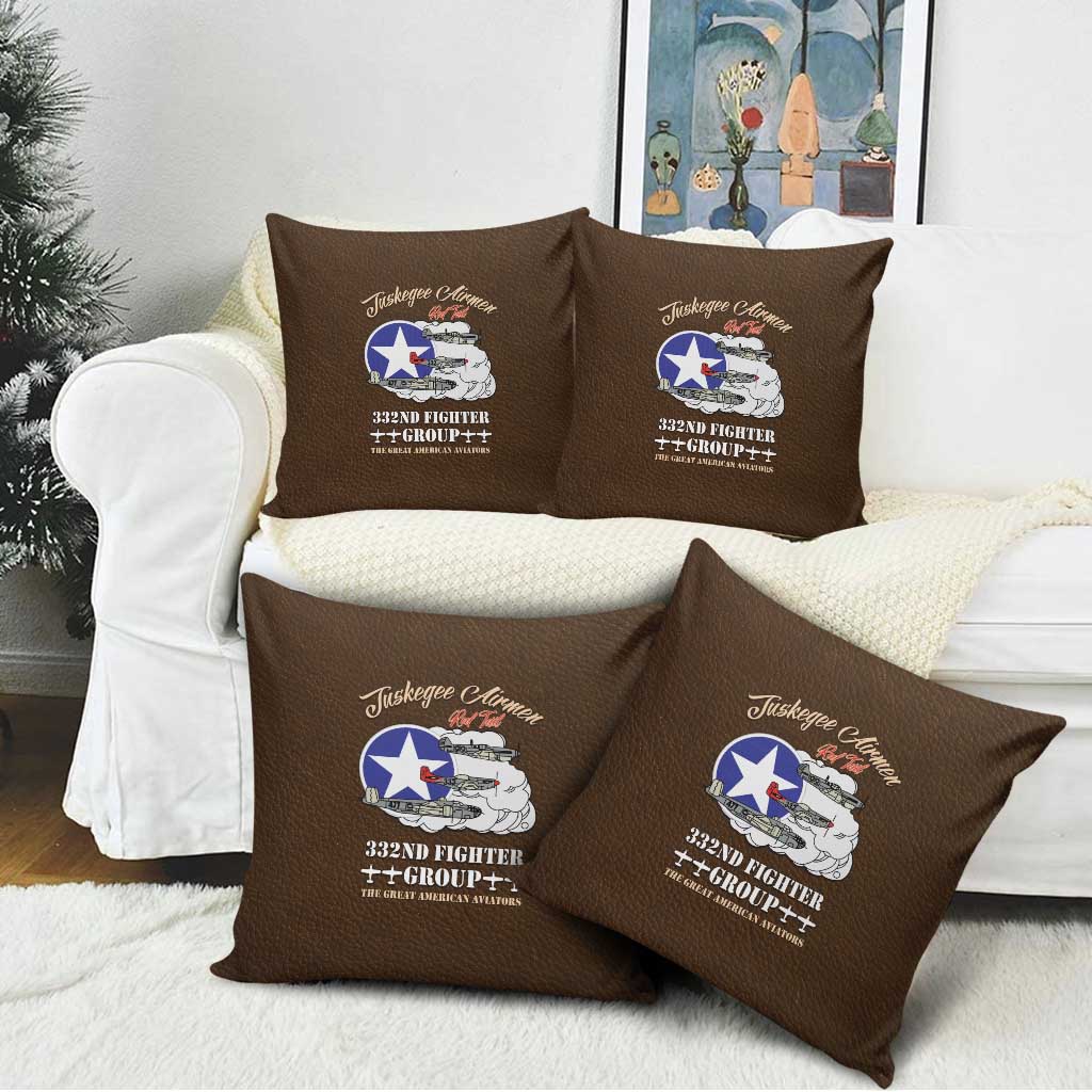 Tuskegee Airmen WWII Heroes Pillow Cover The Great American Aviators Brown Leather Pattern