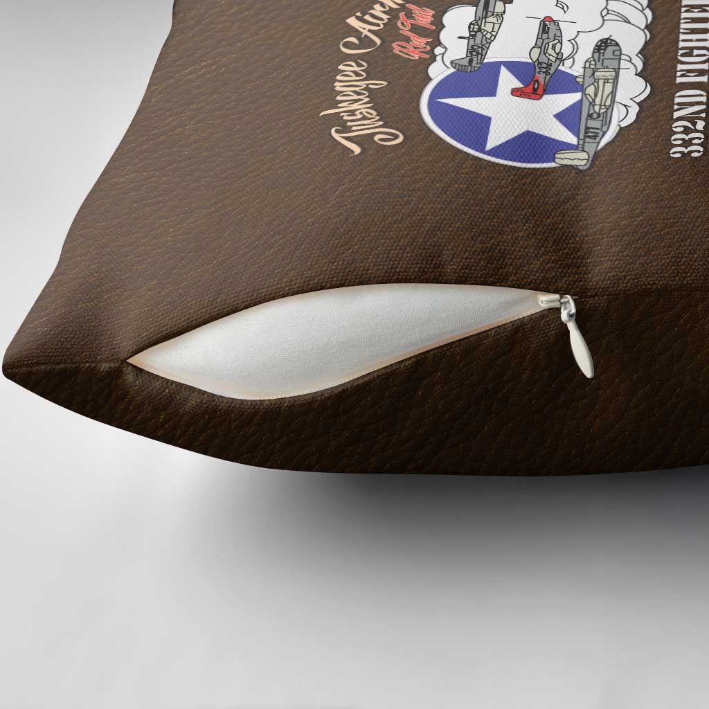 Tuskegee Airmen WWII Heroes Pillow Cover The Great American Aviators Brown Leather Pattern