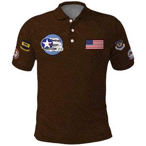 African American Aviators WWII Polo Shirt Tuskegee Red Tails Airmen Brown Leather Pattern - African Pride