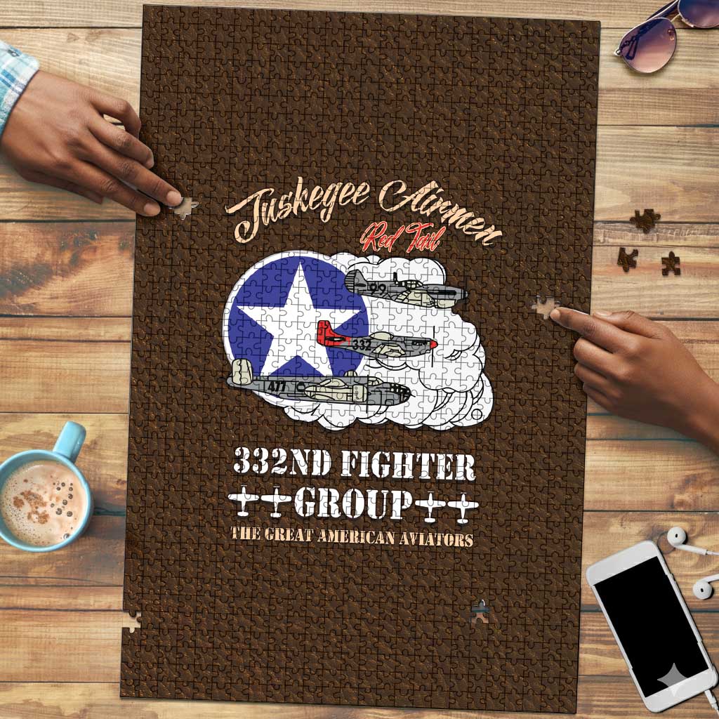 Tuskegee Airmen WWII Heroes Puzzle The Great American Aviators Brown Leather Pattern