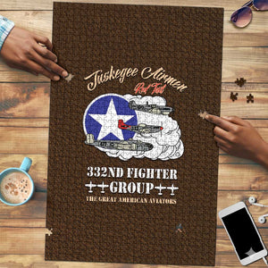 Tuskegee Airmen WWII Heroes Puzzle The Great American Aviators Brown Leather Pattern