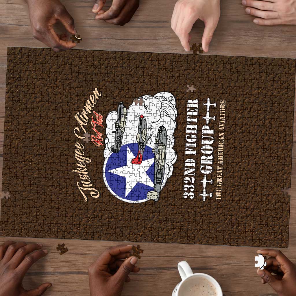 Tuskegee Airmen WWII Heroes Puzzle The Great American Aviators Brown Leather Pattern