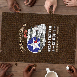 Tuskegee Airmen WWII Heroes Puzzle The Great American Aviators Brown Leather Pattern