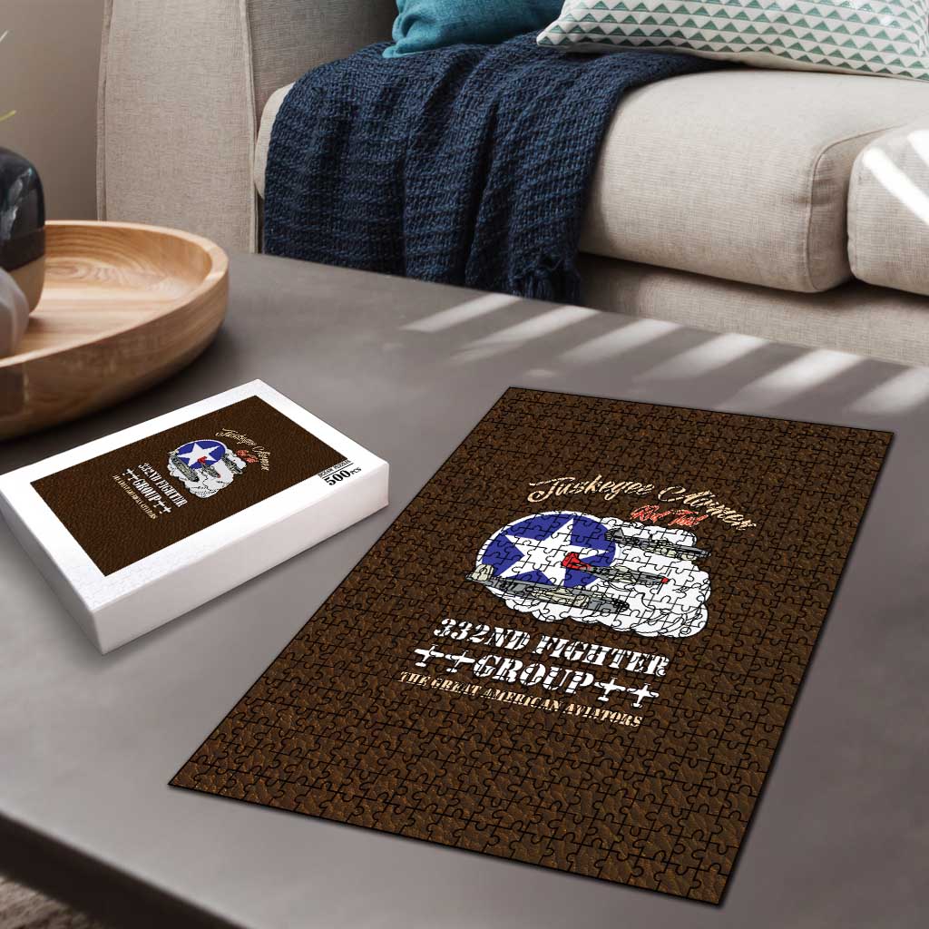 Tuskegee Airmen WWII Heroes Puzzle The Great American Aviators Brown Leather Pattern