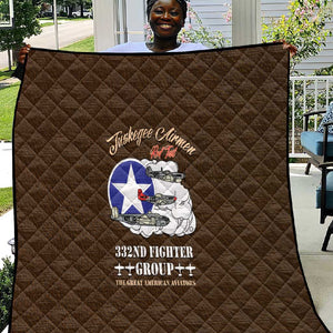African American Aviators WWII Quilt Tuskegee Red Tails Airmen Brown Leather Pattern - African Pride